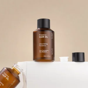 Empty Hair Oil Bottles Packaging 100ml 120ml 200ml Body Oil Bottle Amber Frosted Glass Cosmetic Essence Oil Bottle With Cap