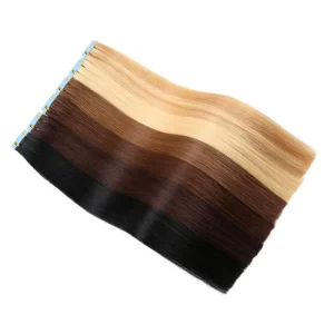 European and American Non Remy Dyed Single Weft Wig Extensions Made of 100% Human Hair with PU Tape Thick Ends Can Be Permed