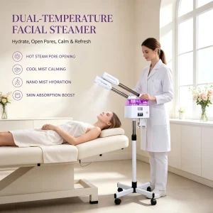 Facial Cleansing Brush Steam Ion Spray Facial Evaporator Skin Care Instrument ABS Stainless Steel Standing Type Cold Hot Nano