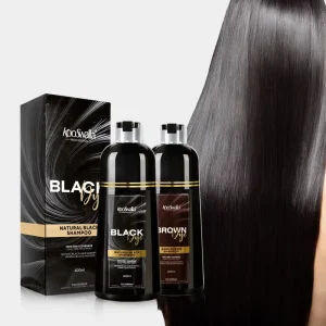 Factory 400ml Herbal Black Hair Dye Color Shampoo Kooswalla 3 in 1 Formula 100% Coverage of Gray Hair