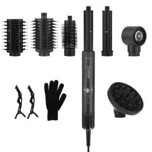 Factory 8 in 1 Multi Styling Hot Air Electric Hair Blow Dryer Straightener Curling Iron Set with Comb Set for Ladies