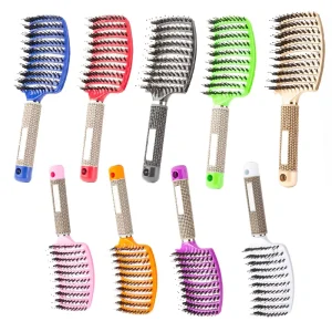 Factory Curved Vent Hair Brush Curly Bristle Nylon Hairbrush Wet and Dry Detangling Massage Hair Comb