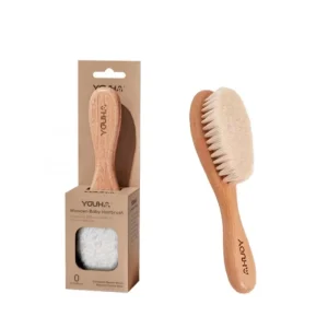 Factory Custom Natural Wool Baby Hair Brush Soft Hairbrush Infant Handle Natural
