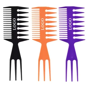 Factory Direct Sale 3 in 1 Men Oil Head Styling Hair Comb Plastic Wide and Fine Tooth Comb Custom Logo Hair Cutting Barber Comb