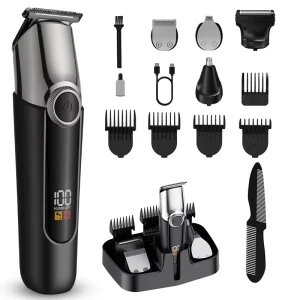 Factory Direct Supply of New Multifunctional Electric Hair Clippers Set with Display Screen and Waterproof Electric Trimmer