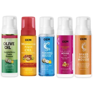 Factory Organic Natural OEM Curly Mousse Hair Styling Foam for Hair Extension & Curly Hair Strong Hold Anti Frizz