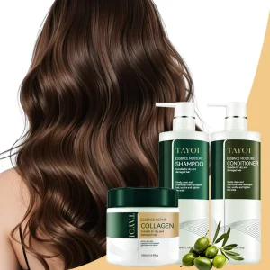 Factory Price Ginseng Extract Hair Care Set Shampoo Conditioner Mask Rice Collagen Deep Clean Scalp Smoothing Straightening