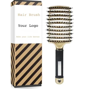 Factory Price Women Hair Detangling Brush for Salon Styling Extension Tool Curved Vented Detangle Nylon Boar Bristles Hairbrush