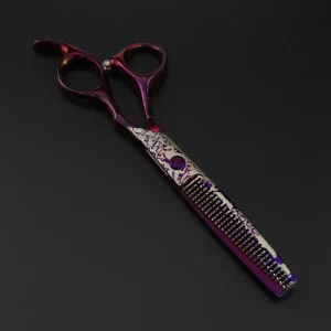 Fashion Purple Coated Damascus Hair Scissors 6 Inch Fishbone V Tooth Texturizing Chunker Shears Barber Salon Equipment