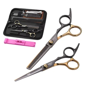 Favored Pet Hair Scissors with Flat Blades and Toothed Blades High quality Pet Hair Trimming Knife Set for Shaving