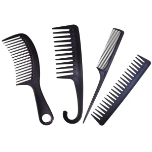 Fine Pro Tail Comb Wide Tooth Hair Brush Black Plastic Hair Comb Set Professional Combs for Hair Stylist
