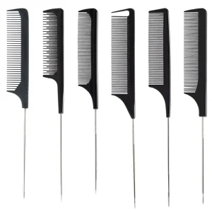 Fine Tooth Rat Tail Comb with Metal for Barber Customized Hair Salon ABS Plastic Acceptable Private Label 7days