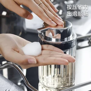 Foaming Fluted Plastic Soap Dispenser Chrome Pump Shatterproof Modern Luxury Mousse Foam Lotion Bottle