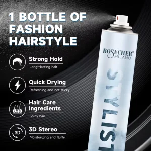 For OEM ODM Barber Anti Greasy Anti Frizz Hair Spray 400ml Cruelty Free Strong Hold Styling Spray 3 Year Shelf Life