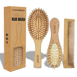 Free Sample Shampoo Scalp Massager Detangling Massage Comb Wood Brush Professional Hair Brushes Bamboo Hairbrush