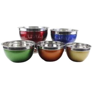 Fresh Color Design Round Green Salad Snack Bowls Metal Mixing Bowl Dinnerware Water Food Bowl