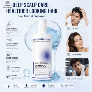 GHK Cu Copper Peptide Hair Growth Shampoo Scalp Repair Thickening Shampoo Anti Hair Loss with Biotin Tee Tree Oil OEM