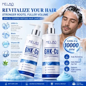 Ghk cu Copper Peptide Hair Growth Shampoo Scalp Revitalizing Hydrolyzed Keratin Strengthen Hair Roots Fuller Hair Biotin Shampoo