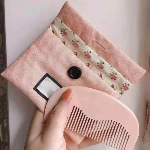 Gift Packed by Cotton Bag Ready to Ship Logo Pink Wooden Comb Comb Set for Women