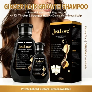 Ginger Hair Growth Shampoo OEM ODM Powerful Hair Regrowth 7X Thicker Stronger Hair Dense Voluminous Scalp Anti Hair Fall Care