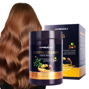 Ginseng Keratin Collagen Nourishing Formula Hydrating Protein Argan Hair Mask for Long Damaged Hair Repairs Strengthens
