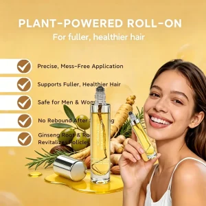 Ginseng Roll On Hair Growth Oil Natural Rosemary Scalp Massage Oil for Hair Regrowth
