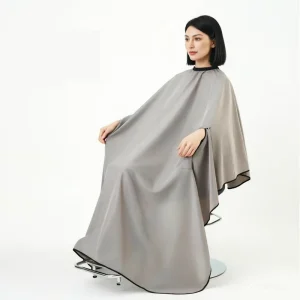 Glossy Polyester Eco Friendly Durable Anti static Hair Salon Cape Waterproof Barber Gown Anti Hair Sticking