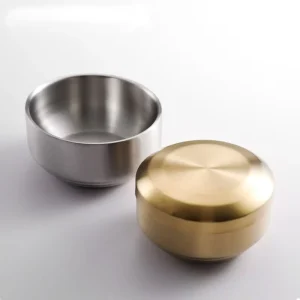 Gold and Silver Korean Insulated Double Wall Stainless Steel 304 Portable Mixing Rice Bowl With Lids
