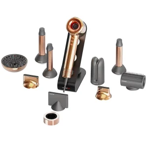 Golden Hair Dryer Set 10 in 1 Professional Multifunctional Hot Air Styling Tool Volumizer Straightener Curler Diffuser
