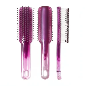 Gradient Transparent Hair Brush with Ball Tipped Bristles Stylish Detangling Tool for Women and Girls