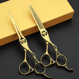 HS-0041 Professional Hair Cutting Salon Scissors Titanium Japan Steel 440c Beauty Hairdressing Barber Shears Set