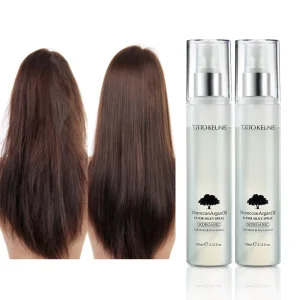 Hair Blow Dry Heat Protectant Argan Oil Anti Frizz Hair Spray for Smoothing Frizzy Hair
