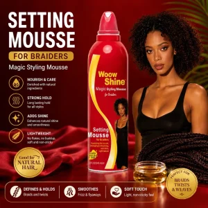 Hair Braiding Mousse for Braiders Natural Hair Styling Foam Strong Moisturizing Long Lasting Non Flaking Smooth Edge Control