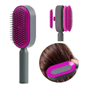 Hair Brush Comb Massage Scalp Wooden Detangle Wet Dry Nylon Self Cleaning Hairbrush Shampoo Brush Hair Scalp Massager