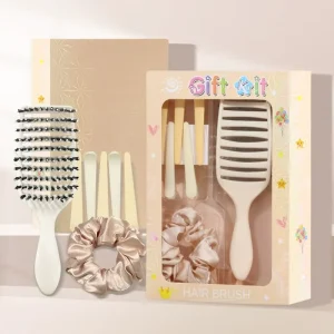 Hair Brush and Comb Sets for Girls Portable Hair Styling Tool Set Hair Accessories Scrunchie Hairclips