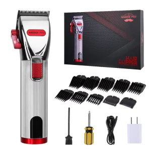 Hair Clippers for Men Cord Cordless Professional Hair Trimmer Kit Rechargeable LED Display Silver