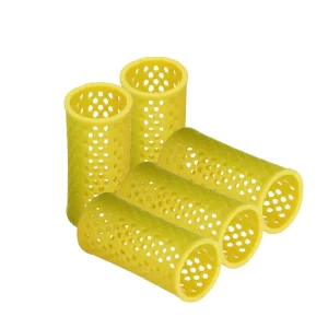 Hair Curling 1 1/8 Inch Plastic 8CT Yellow Mesh Rollers