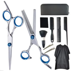 Hair Cutting Scissors Set Thinning Shears Hair Razor Comb Clips Cape Hairdressing Scissors Kit