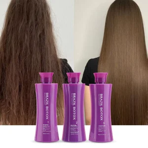 Hair Keratin Treatment 500ml*3 Profesional Organic Keratin Hair Straightening Cream Shampoo and Botox and Conditioner Set Box