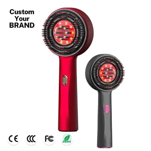 Hair Oil Applicator Brush Vibration Electric Scalp Massage Hair Straightener Comb LED Light Therapy