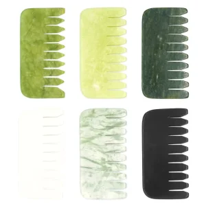 Hair Relax 100% Natural Stone Rose Quartz Jade Comb Gua Sha Scraping Massage Therapy Tool