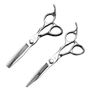 Hair Scissors Professional Barber Flat Shear V Tooth Scissors 440C Japan Thin Hair Cutting Scissors