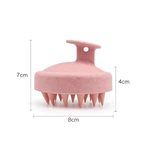 Hair Shampoo Brush With Bamboo Rubber Grip Wet and Dry Scalp Care Brush With Soft Silicone Massager