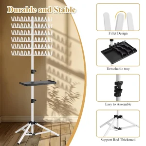 Hair Storage Holders Weaving Stand Adjustable Tripod Base Salon Station Tool for Braiding Dreadlocks and Hair Extensions Styling