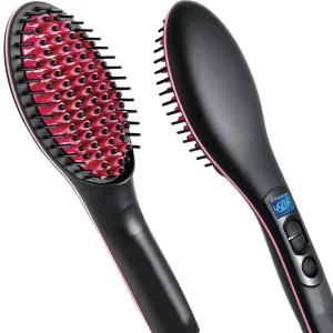 Hair Straightener Brush Ceramic Heating Hair Straightening Brush Temperature Display Anti-scald Effective Hair Comb