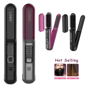 Hair Straightener Comb Electric Heating Straightener Heated Electric Comb 2 in 1 Electric Straightener Brush