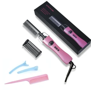 Hair Straightener and Curler 2 in 1 Styler Hot Comb 450° Fast Heating Ceramic Hair Straightener Electric Comb With LCD Display