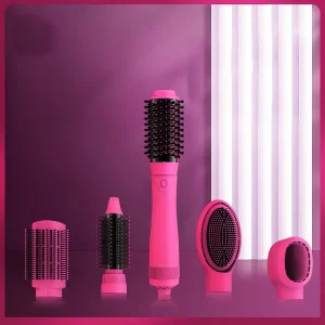 Hair Styler Set 6 in 1 Foldable Professional Styling Tool Hair Dryer & Straightening with Ionic Technology for Smooth Hair