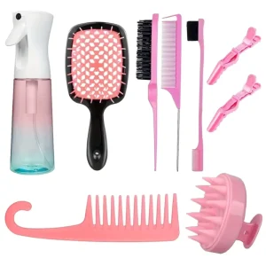 Hair Styling Comb Set Scalp Massager Shampoo Hair Brush Detangling Brush Set for Curly Hair
