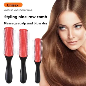 Hair Styling Curling Comb Anti Static Massage Health Care Nine Row Plastic Ribbed Comb